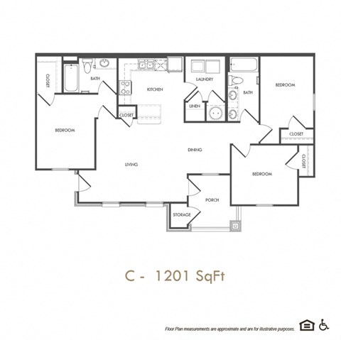 the acacia floor plan with 2 bedrooms